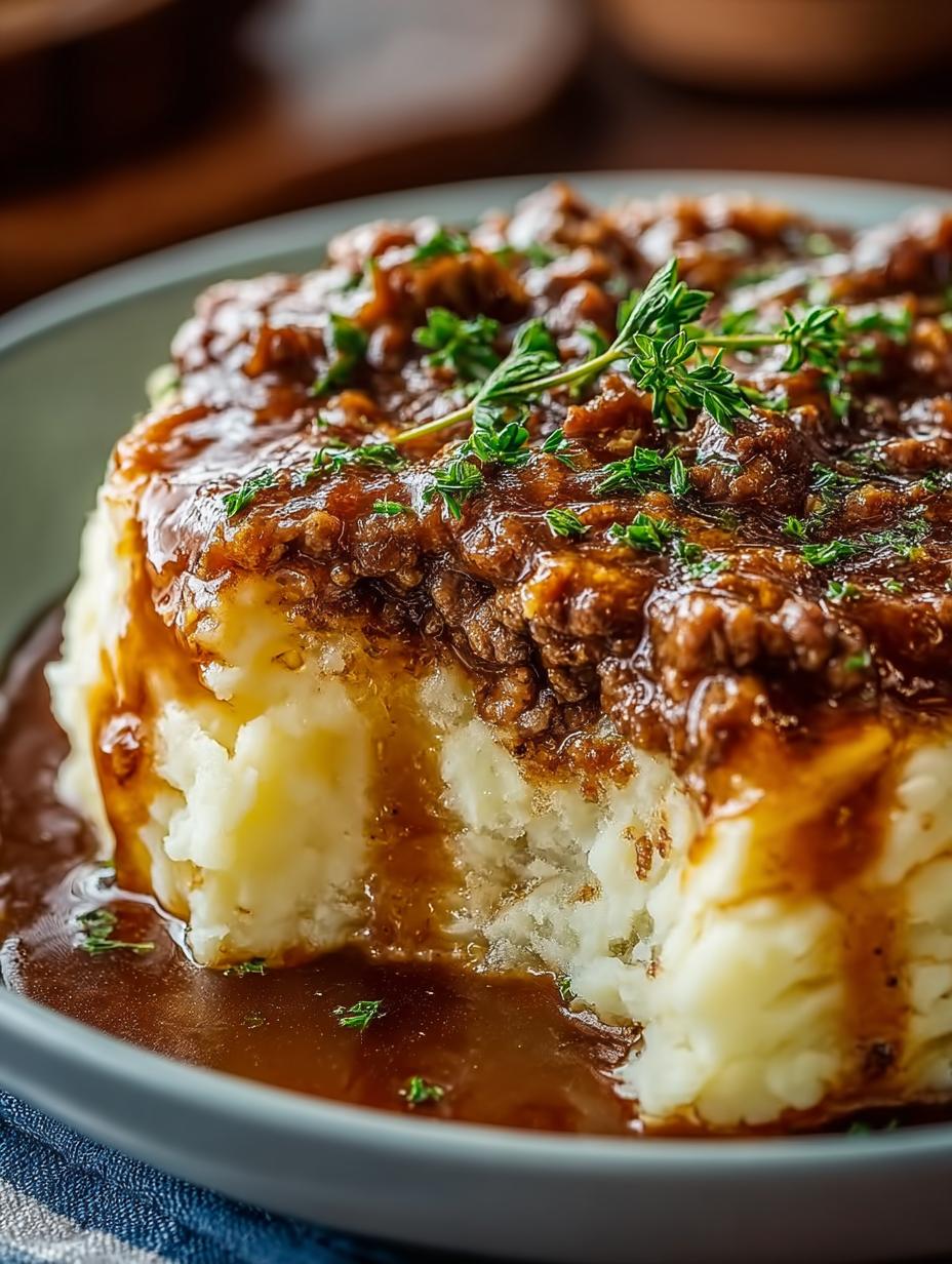 Ground Beef Gravy Over Mashed Potatoes: Comfort Dish - Ground Beef Gravy Over - additional detail