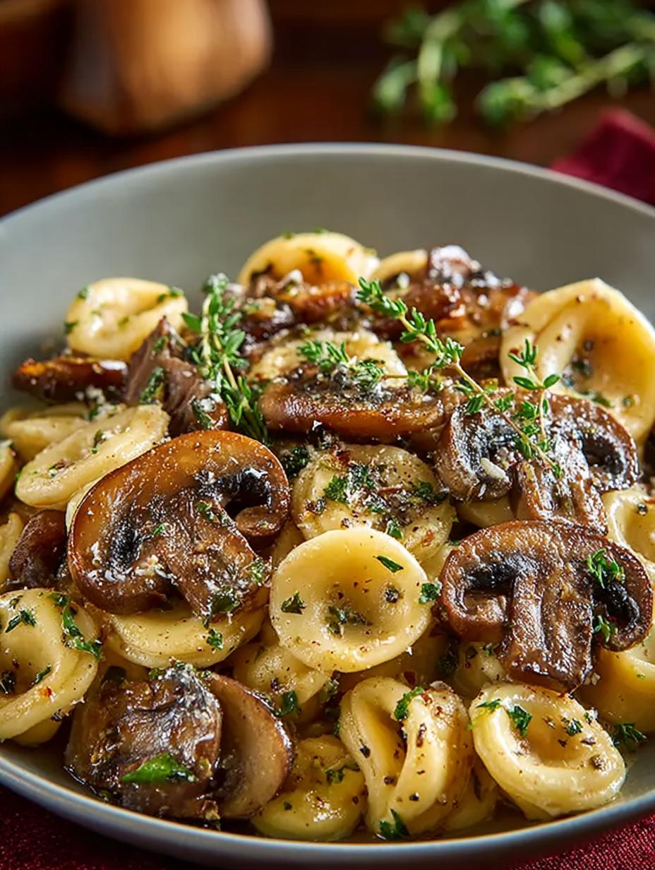 Comforting Orecchiette with Mushroom Thyme Sauce - Orecchiette with Mushroom Thyme - main visual representation