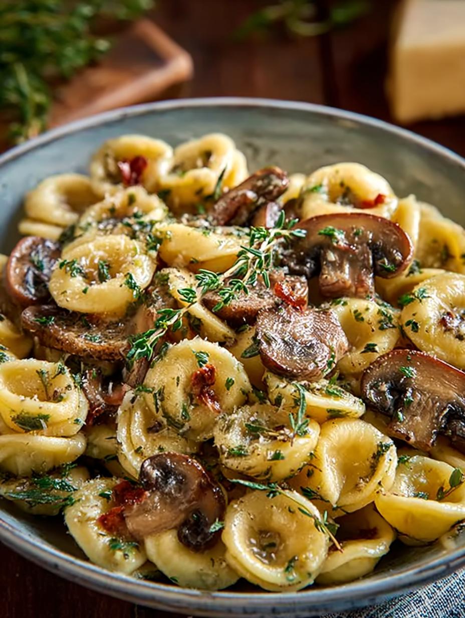 Comforting Orecchiette with Mushroom Thyme Sauce - Orecchiette with Mushroom Thyme - additional detail