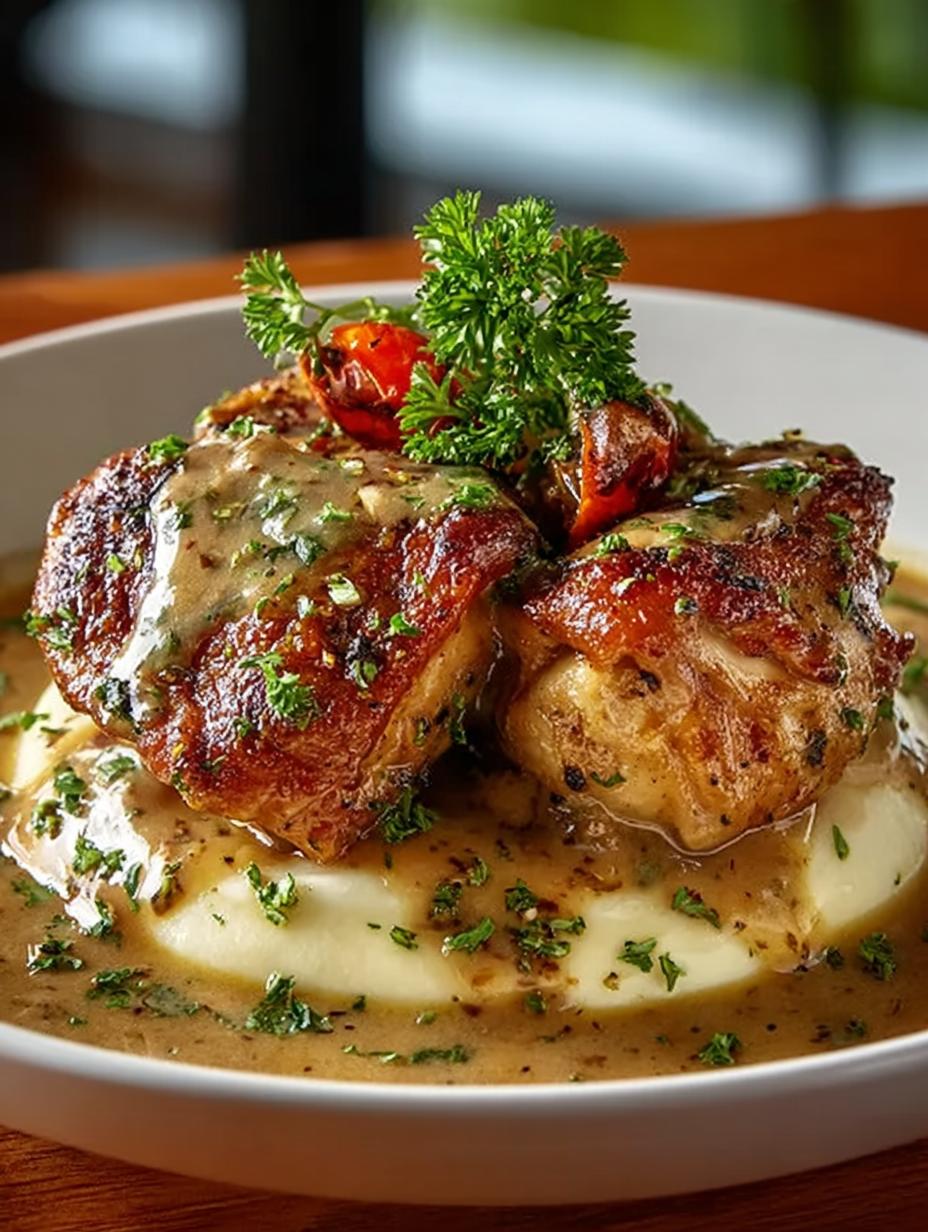 Smothered Chicken Thighs with Gravy – 5 Star Comfort Meal - Smothered Chicken Thighs with - main visual representation