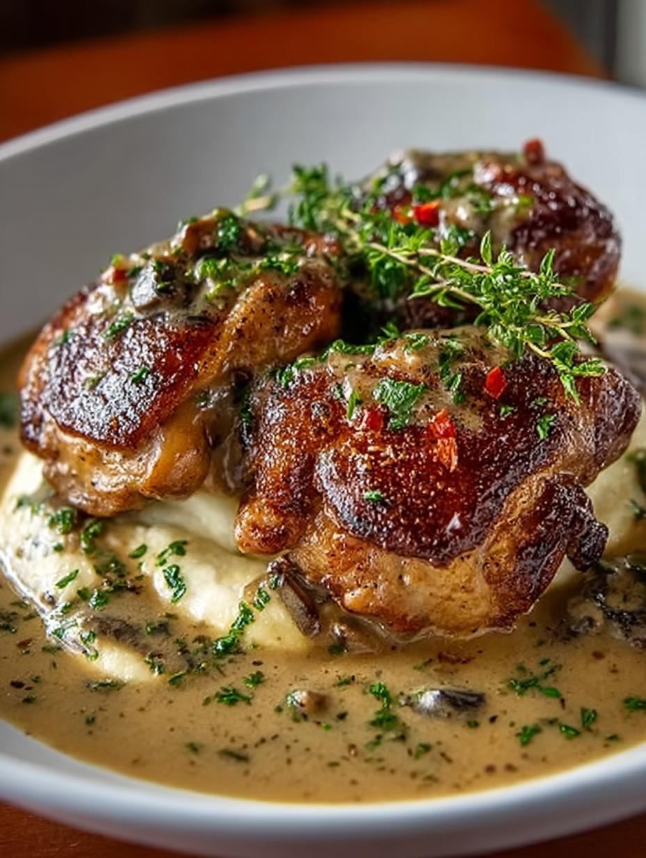 Smothered Chicken Thighs with Gravy – 5 Star Comfort Meal - Smothered Chicken Thighs with - additional detail