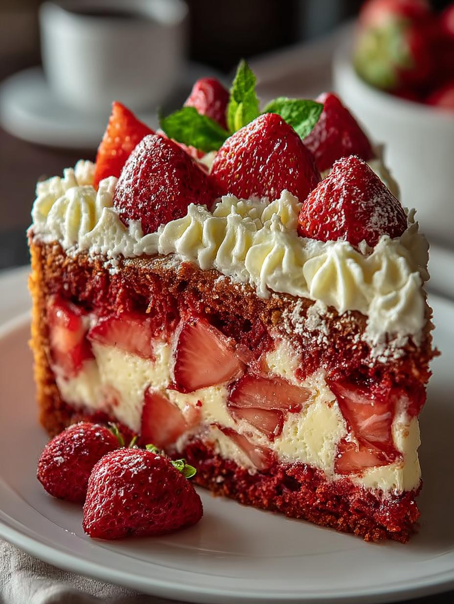 Strawberry Earthquake Cake