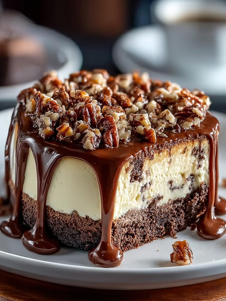 Decadent Turtle Fudge Brownie Cheesecake Recipe - Turtle Fudge Brownie Cheesecake - main visual representation
