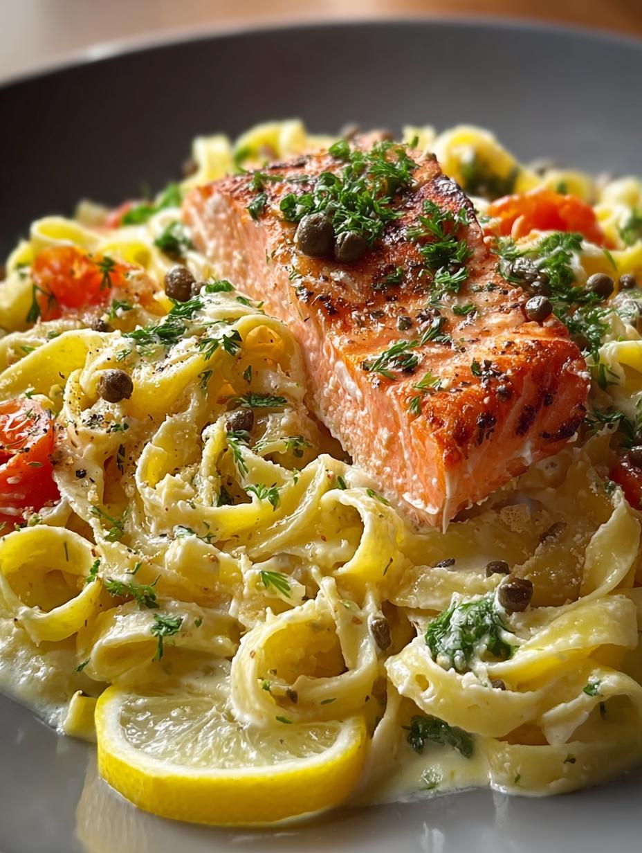 Creamy Lemon Salmon Pasta