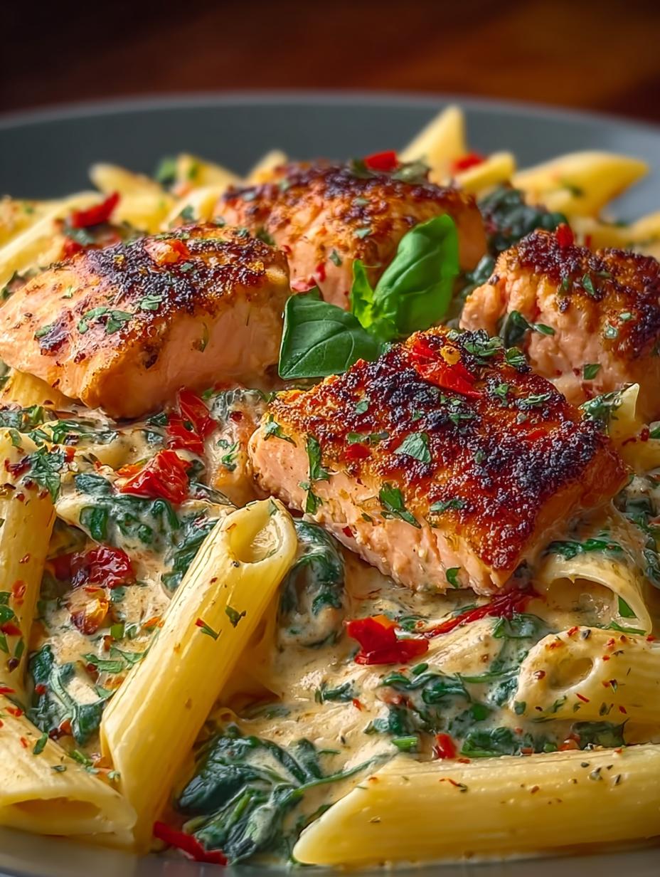 Creamy Tuscan Salmon Penne