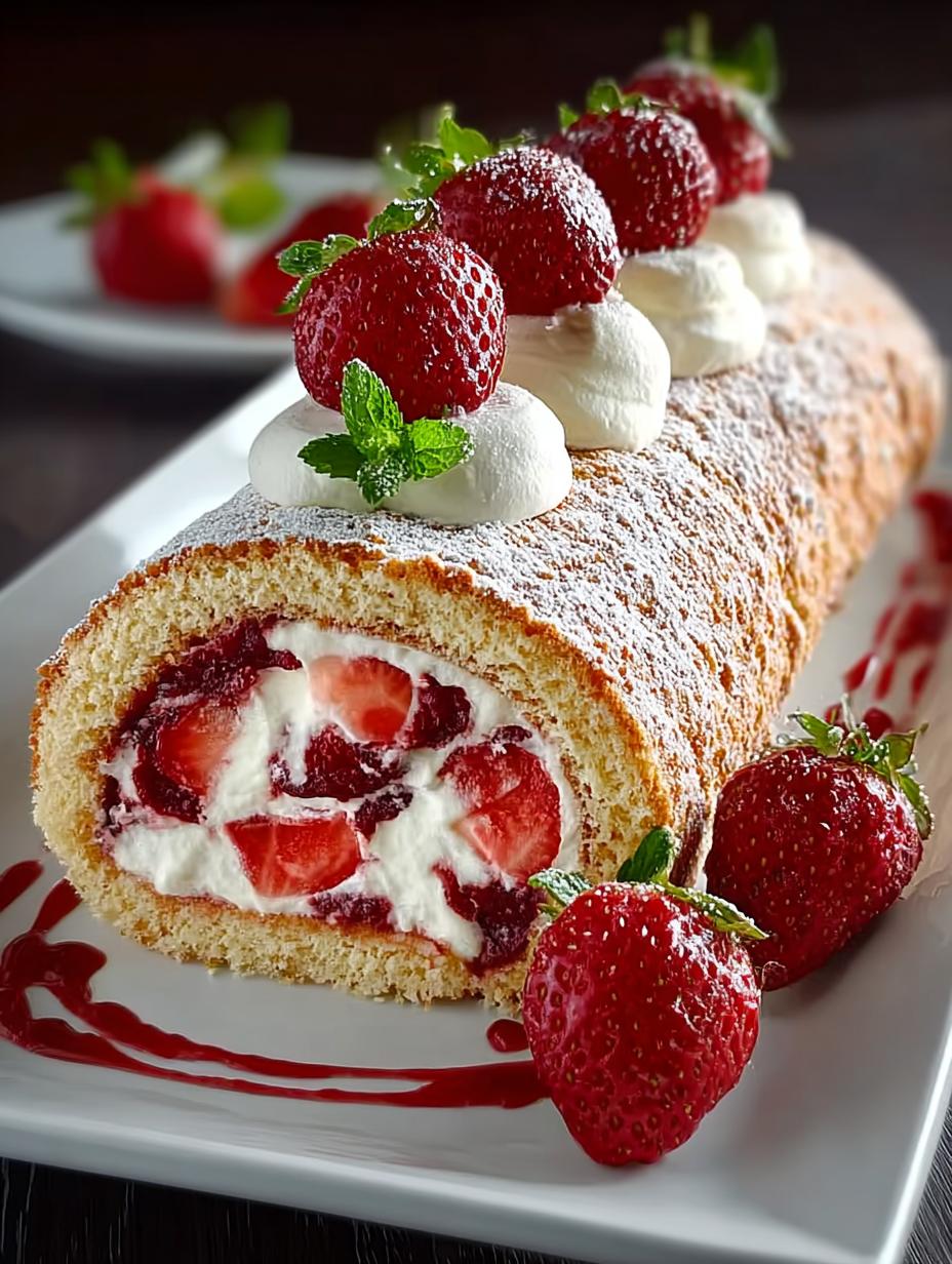 Strawberries Cream Swiss Roll