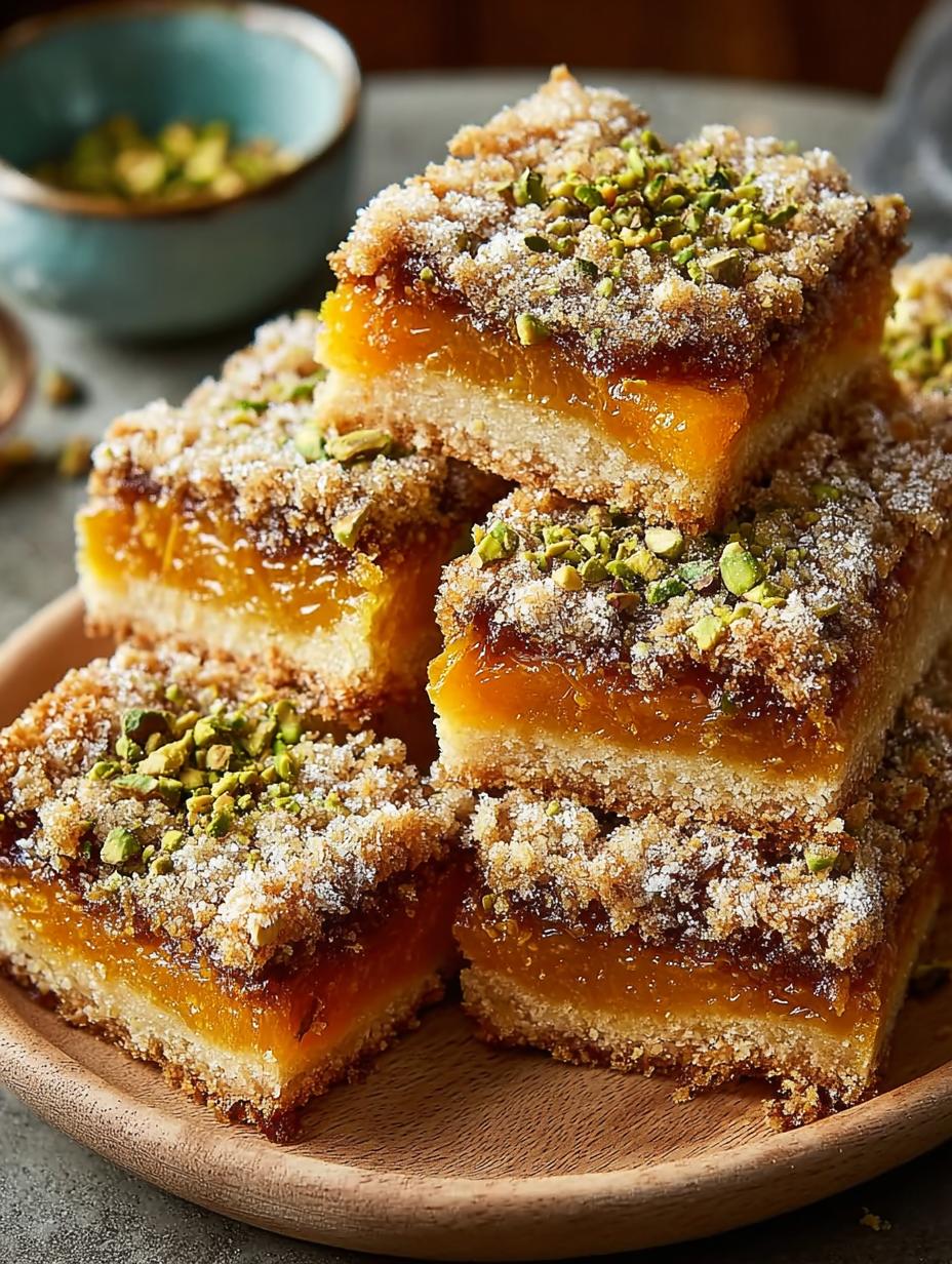 Buttery Apricot Pistachio Squares