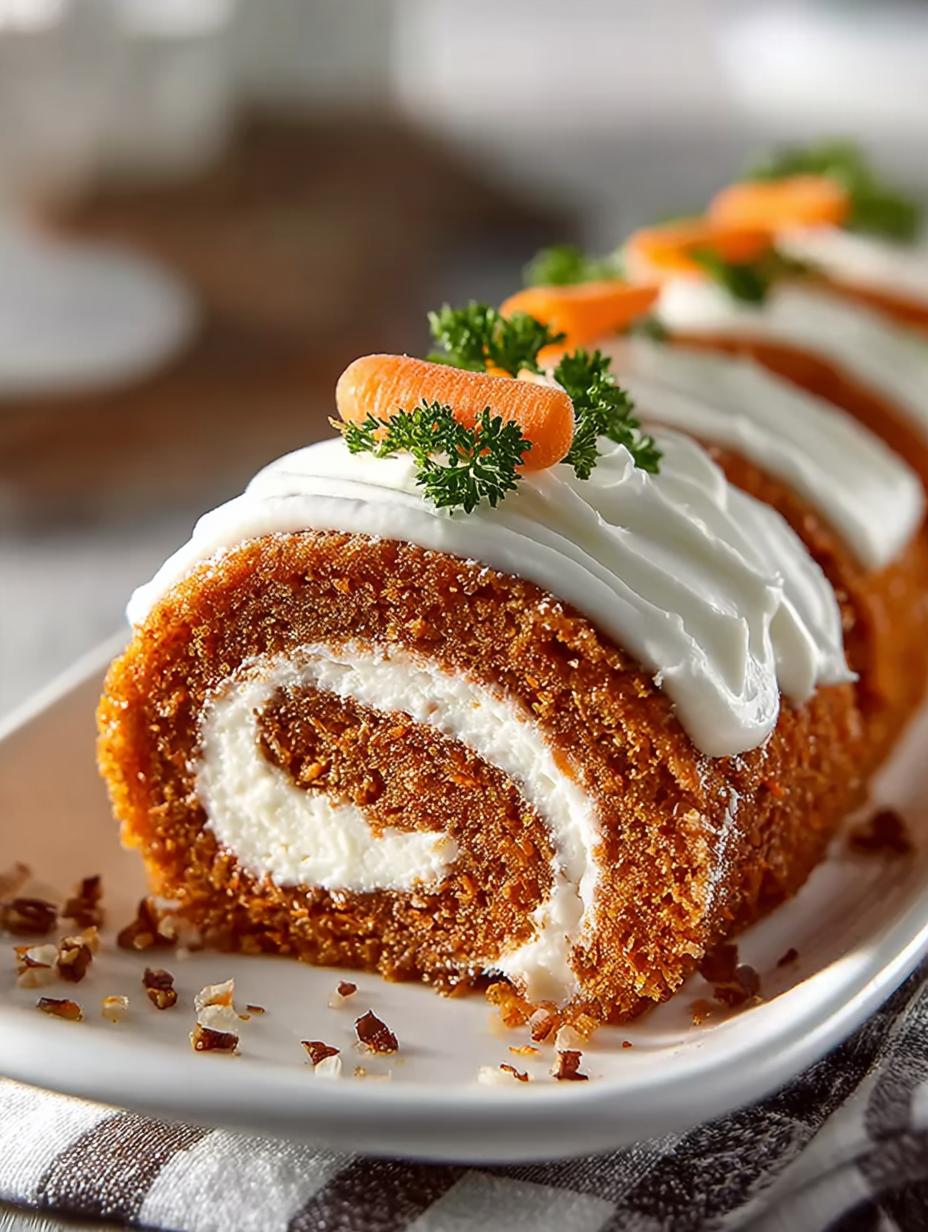 Delicious Carrot Cake Roll with Cream Cheese Filling - Carrot Cake Roll - main visual representation