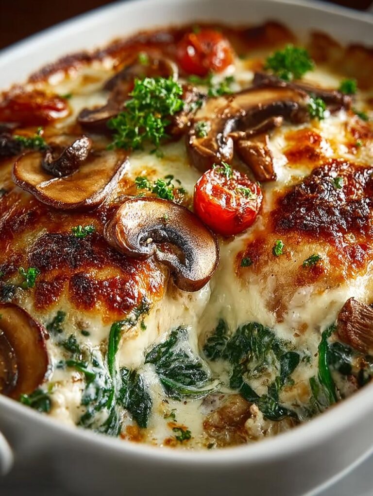 Chicken Spinach Mushroom Bake