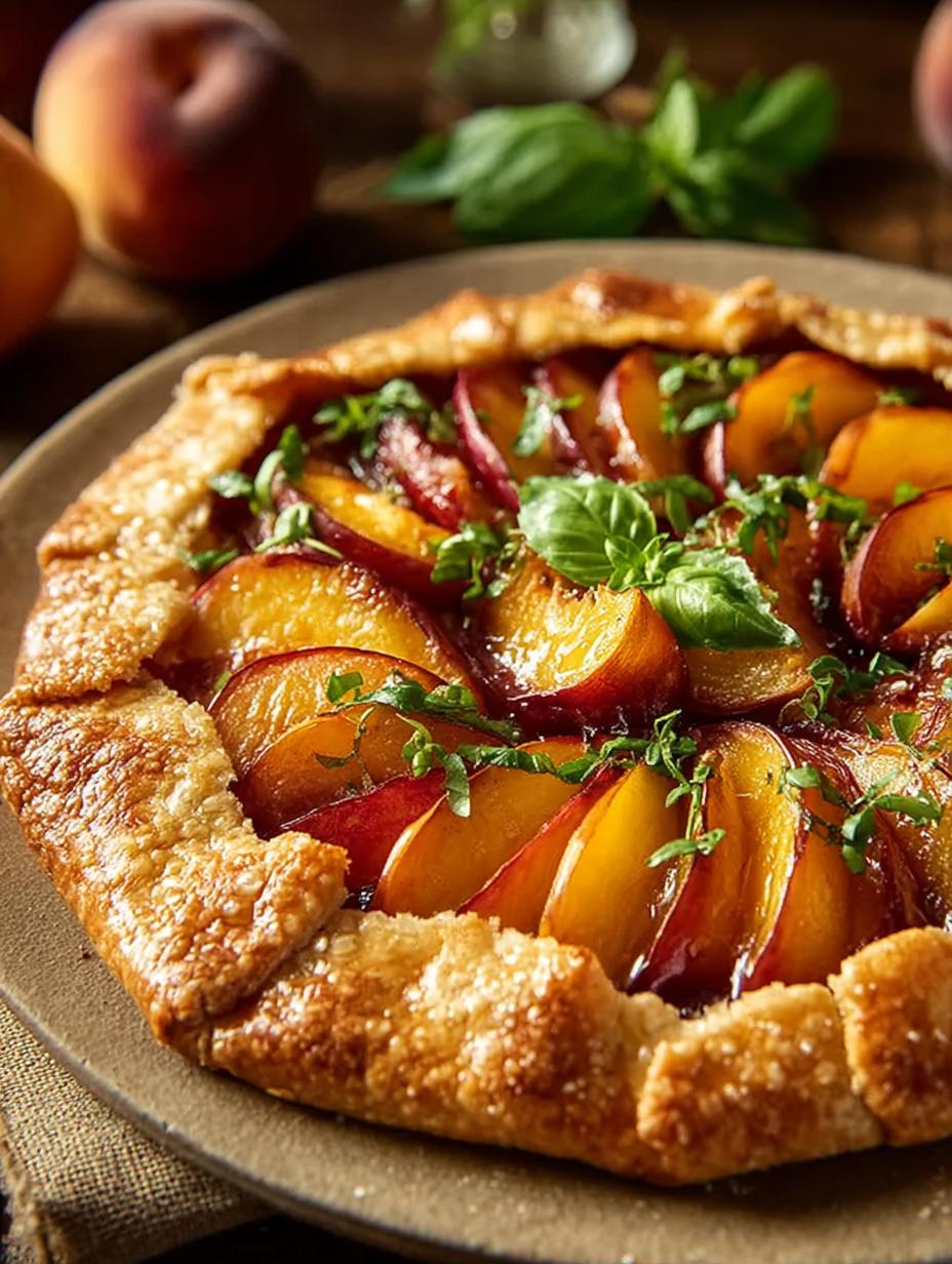 Delicious Rustic Peach Basil Galette Recipe for Summer - Rustic Peach Basil Galette - main visual representation