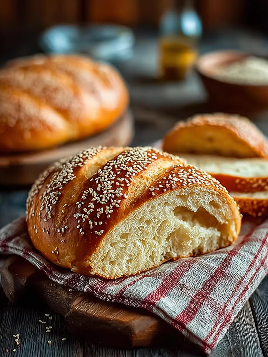 Irresistible Semolina Bread with Sesame fresh from the oven on a cooling rack